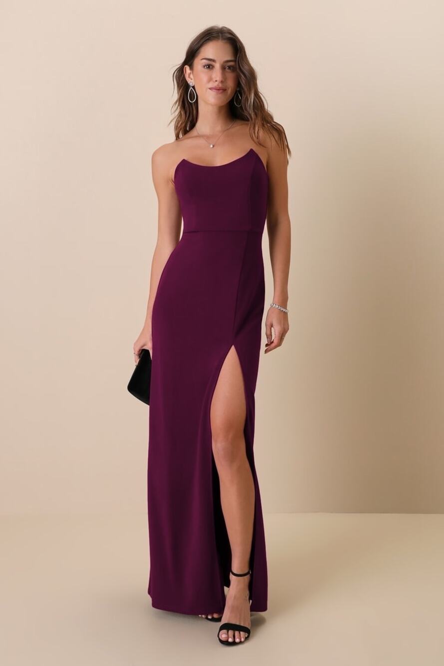 New Lulus Sensational Beauty Plum Purple Strapless Maxi Dress Size XXL MSRP $79